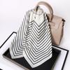 French Small Silk Scarf Women'S 70 Square Scarf Simple Geometric Striped High-End Headband Hair Tie Simulation Silk Square Scarf Scarf Neck Tie