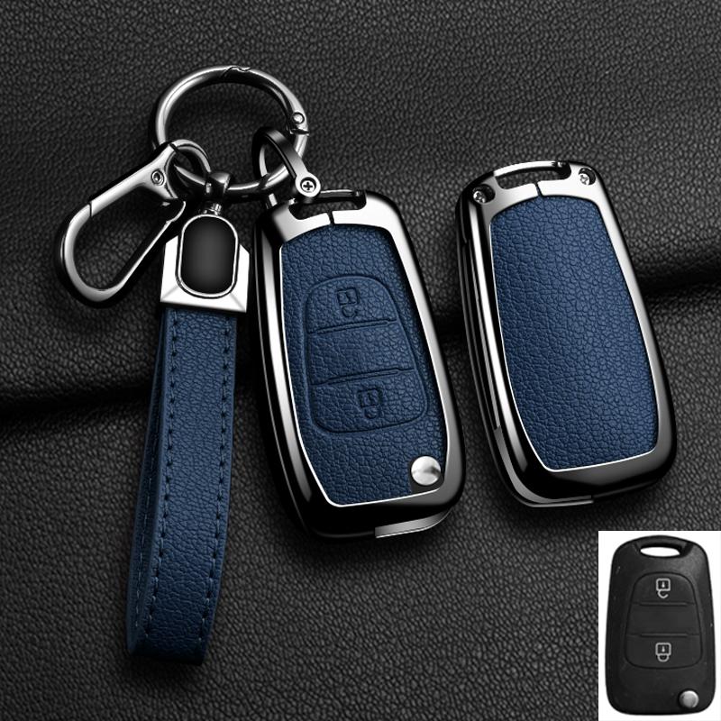 Interior Mouldings 2/3button Car Alloy Leather Key Case Cover For Kia K2 K5 Rio 3 Picanto Ceed Cerato Sportage For Hyundai i20 i