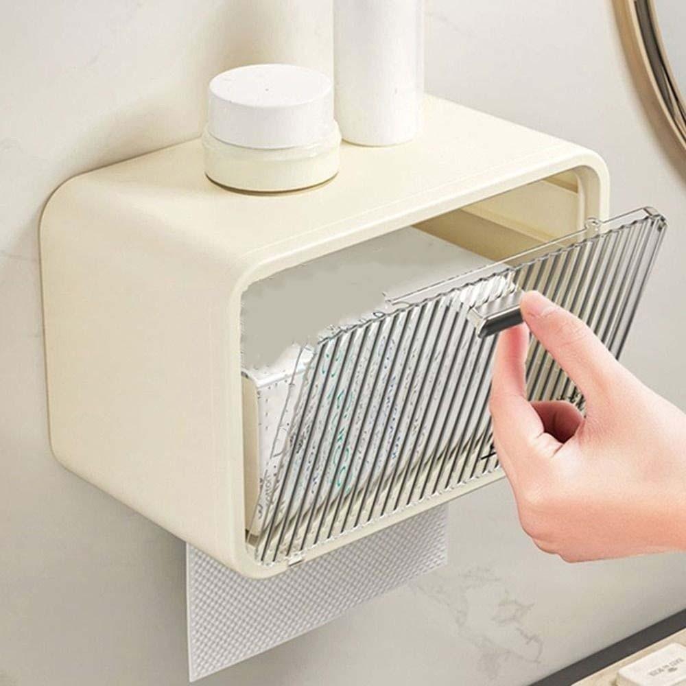 Large Capacity Transparent Storage Rack Wall Mounted Toilet Paper Organizer  Bedside Table