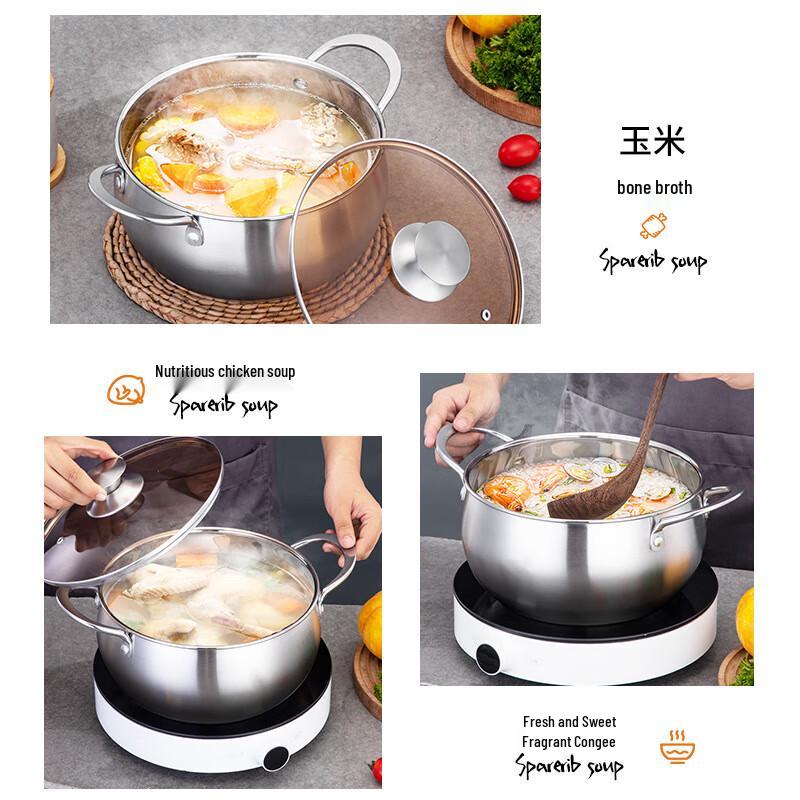 Lilang 304 Stainless Steel Double-Handle Thickened Soup Pot