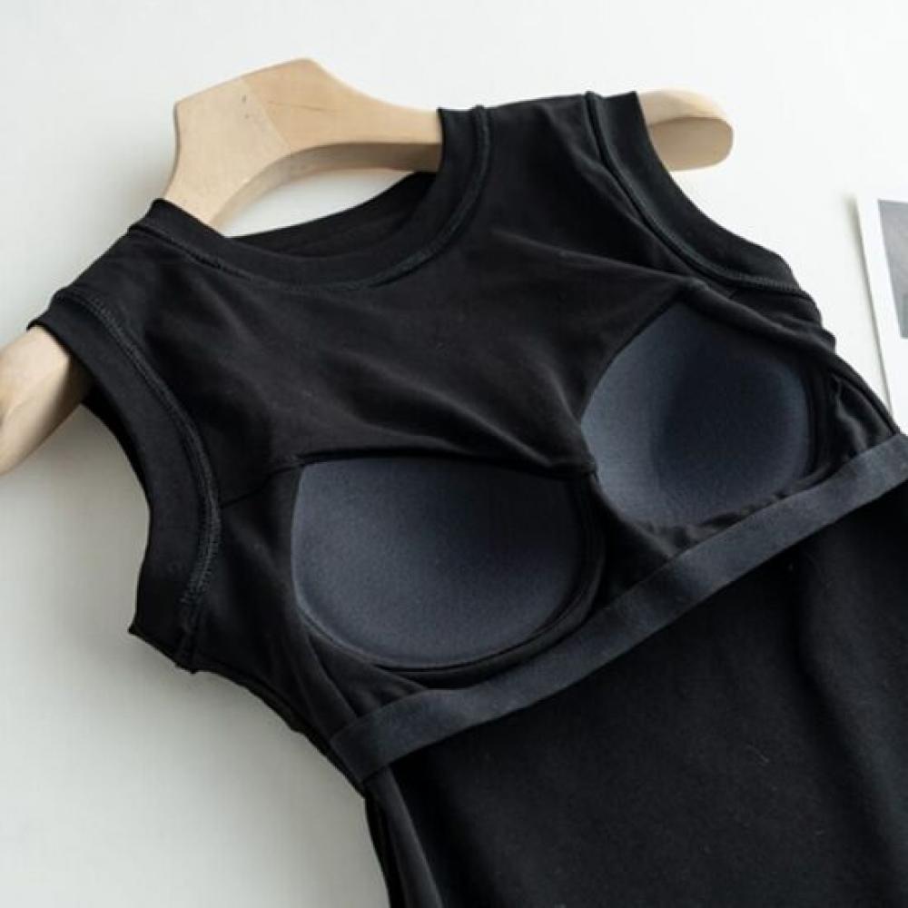 Navava Women Simple Solid Bra Cap Sleeveless T shirT nT3396
