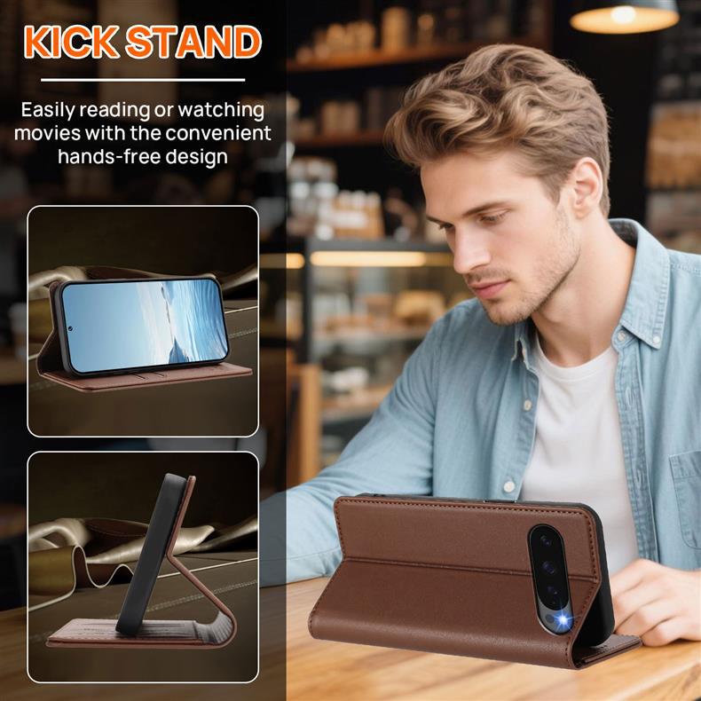 Suitable for Google 10 Pro XL flip leather case with leather texture and strong magnetic attraction, Pixel 10A card slot protective case