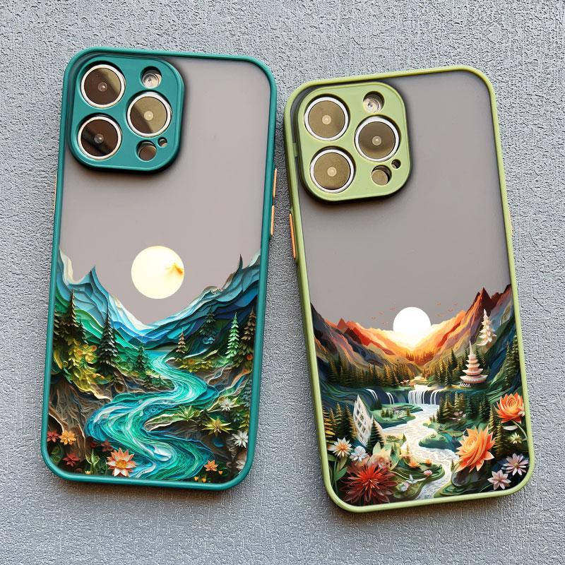 Forest scenery Mountain River Landscape Phone Case For iphone 16 15 14 13 12 11 Pro Max Mini Plus X XR XS 7 8 Shockproof Cover
