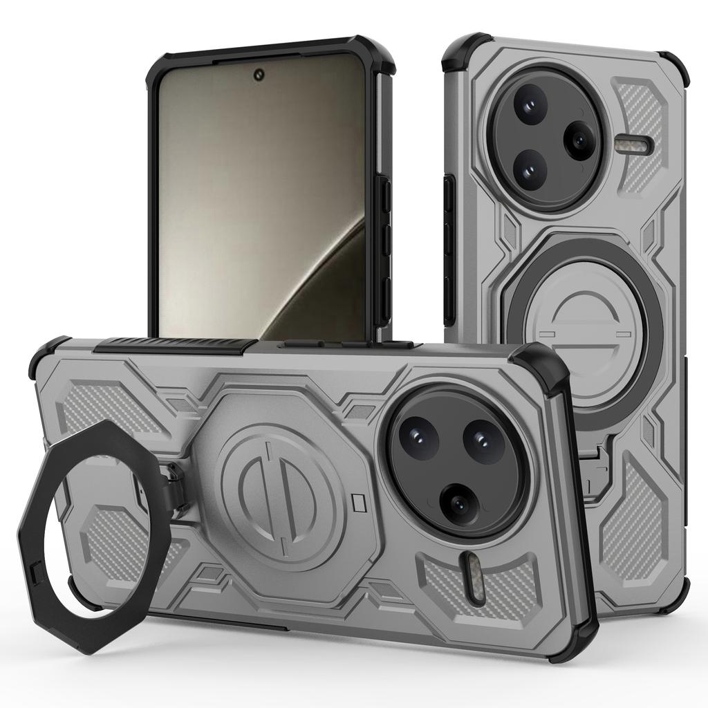 Für Xiaomi Poco F7 Ultra 5G/Redmi K80 Pro 5G Magnetische Hülle Rotierender Metallständer PC+TPU Handy-Rückseite