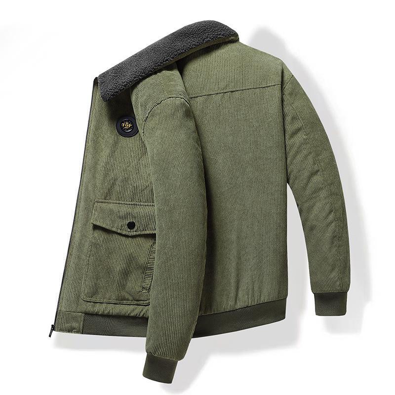 Men's Winter Corduroy Cotton Coat: Warm, Youthful, Plus Velvet Thick Jacket