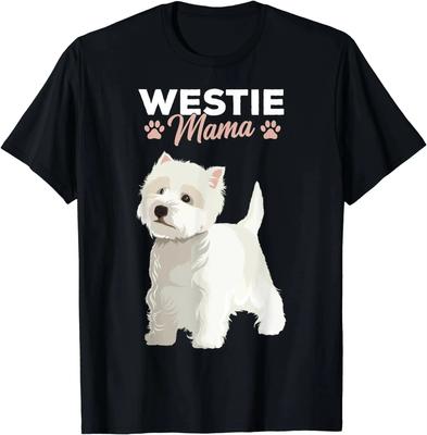West Highland White Terrier Mama Hund Westie Mama Frauen Mädchen 2025 Sommer Rundhals Bedrucktes Grafik T-Shirt für und Frauen