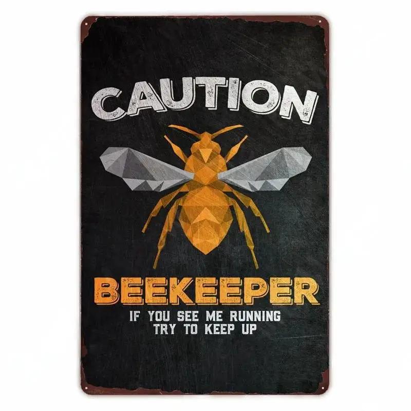 Vintage Bee Kind Funny Poster Honeybee Happy Retro Metal Sign Home Outdoor Wall BeeKeeper Slogans Art Tin Plate Decoration