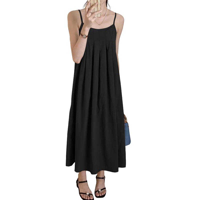 

ZANZEA Женское летнее повседневное однотонное платье-комбинация со свободными бретелями 4XL