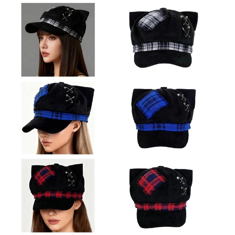 Punk Berets Kitten Ear Unisex Headwear Accessory for Women Men Cabbie Hat for Halloween Cosplay Party Outfit