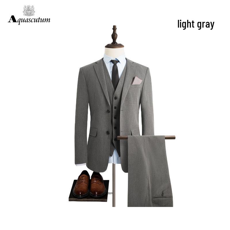 Groom's Slim Fit Dark Gray Wedding Suit Set for Best Man
