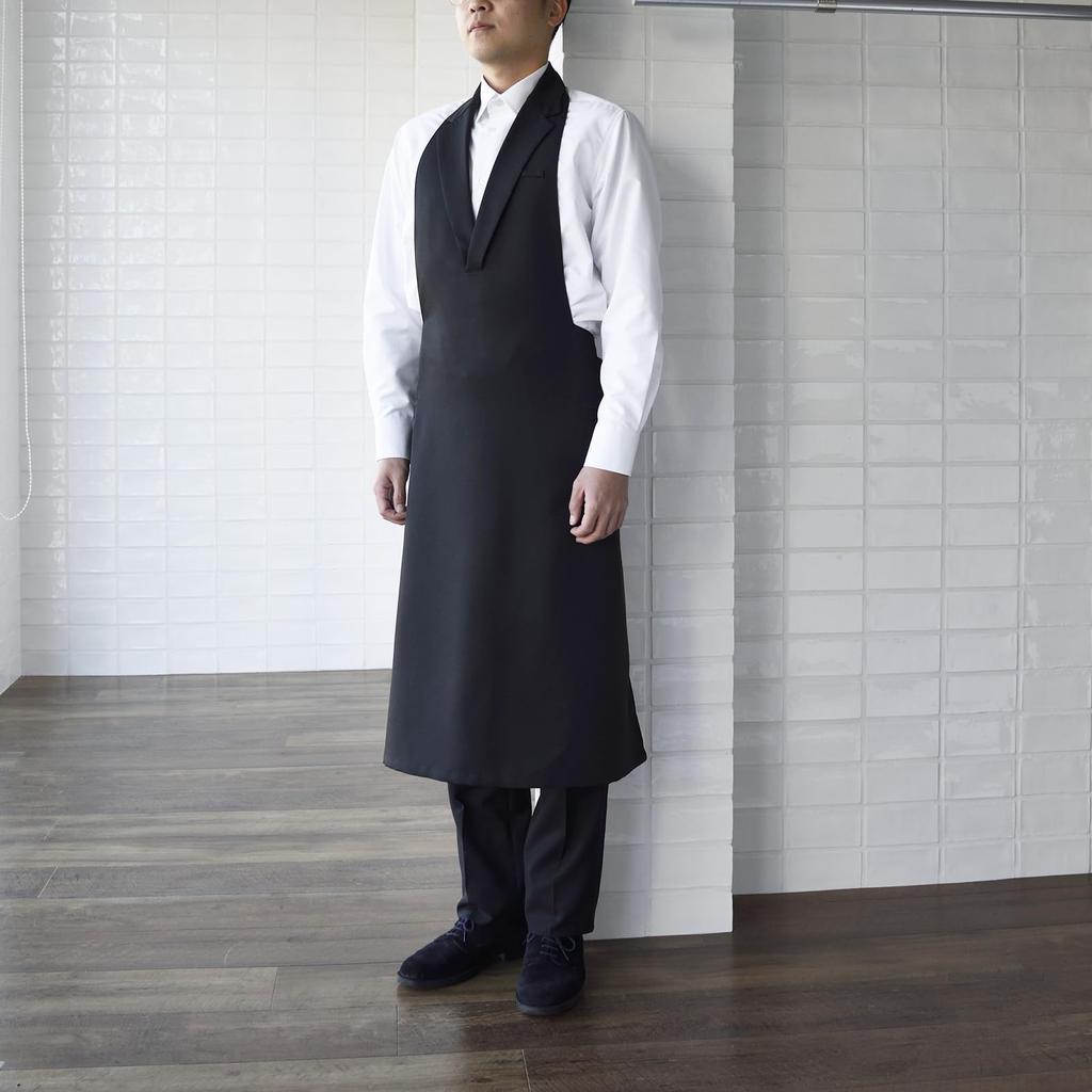 CT2360 Bib Apron Tailored Collar Apron Black L [Seven Uniform] CT2360-9