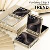 Mechanical Gear Circuit Pattern Plating Phone Case For Samsung Galaxy Z Flip 8 7 FE 6 5 4 Hinge Full Protection Shockproof Cover