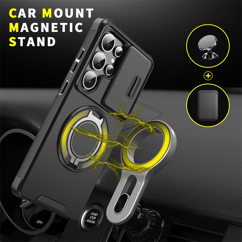 Armor Magnetic Ring Case for Samsung Galaxy S24 S23 Plus S21 S22 S25 Ultra S20 FE A54 A55 A16 A36 A56 A17 5G Lens Protect Cover
