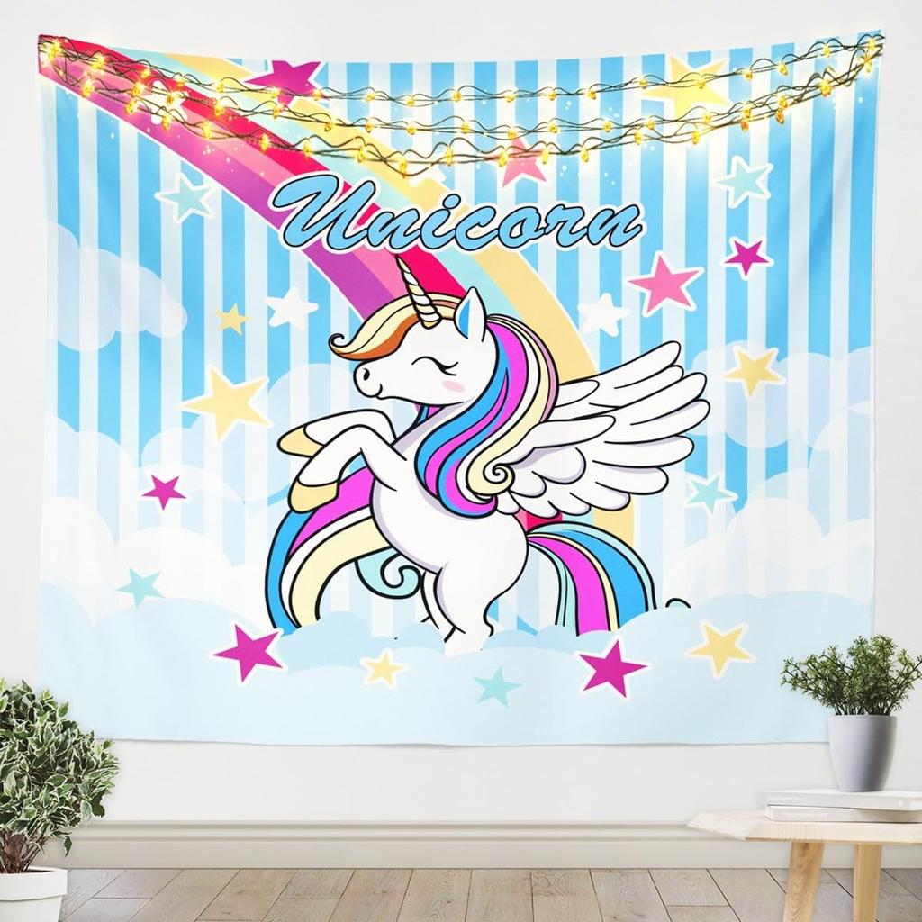 Castle Fairy Rainbow Tapestry Colorful Gradient Tapestries Art Home Decoration Bedroom Decor Living Room Door Starry SkyTapestry