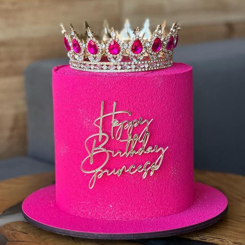 Alles Gute zum Geburtstag Prinzessin Acryl Tortenaufsatz Schöne Königliche Grenzüberschreitende Königin Blumen Dekorationen für Torte Tortendekoration Zubehör