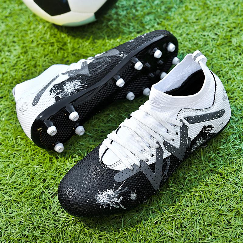 35-45 Men's High-top Large Size Football Shoes Long Nail Anti-slip Resistance TPR Artificial Captain Outdoor Youth Children Football Shoes