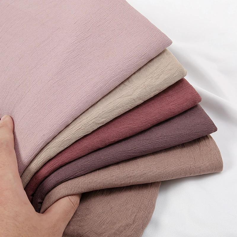 Yto Home 2 Women's Muslim Cotton Hijab Scarf Crinkle Turban Long Solid Color Head Wrap For Woman Hijabs Scarves Musliman Veil 180*90Cm