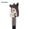 White Resin Wolf Hat Skull Head Walking Cane Fashion Decorative Steel Stick Gentleman Elegant Cosplay Cane Knob Crosier 93cm