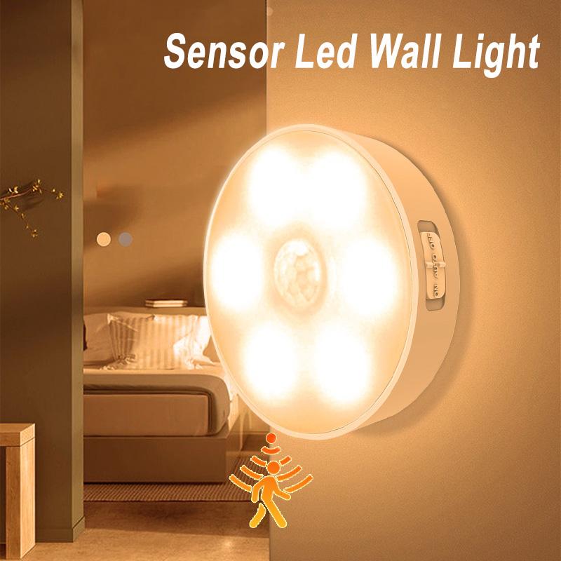 LED Night Light with Wireless Charger,Human Motion Sensor,EU/USB/Battery-Powered Wall Lamp for Bedroom,Corridor,Cabinet,Bathroom