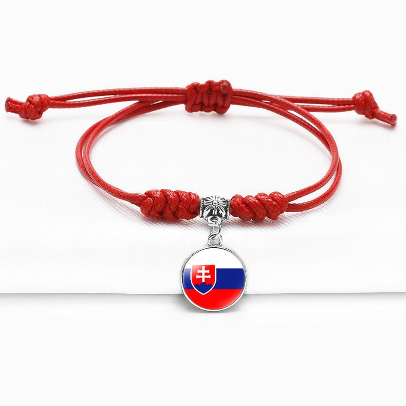 Red Bracelet Trendy With Timeless Gem European Country Flags Unisex Material Mixed