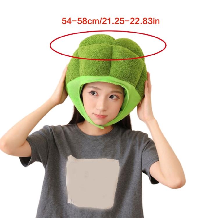 Green Brokkoli Headgear Plush Brokkoli Hat Novel Funny Brokkoli Caps Photography Props Halloween Party Cosplay Costume