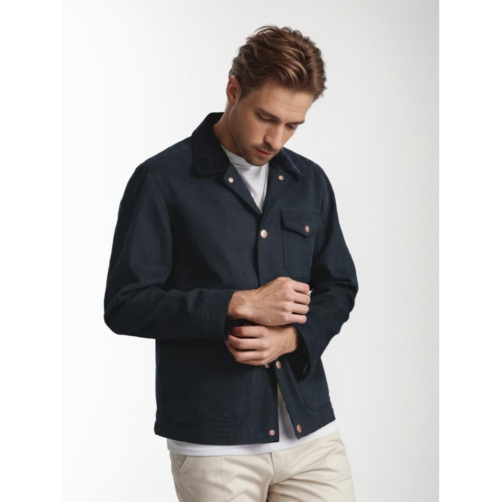 Men's Solid Color Simple Casual Lapel Workwear Style Jacket Spring Autumn European American Style Casual Outerwear