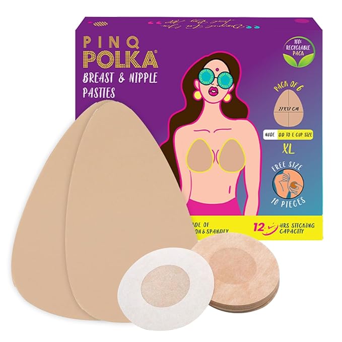 PINQ POLKA Boob Tape For Women for Breast Lift | Perfect Cleavage | Invisible Body Tape |Up To 12 Hrs Sticking Capacity| 7cm Wide & 5m Long |1 Pc