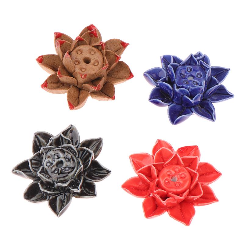Ceramic Incense Burner Lotus Incense Stick Holder Ceramics Nasturtium Sandalwood Incense Burner For Home Office Decoration