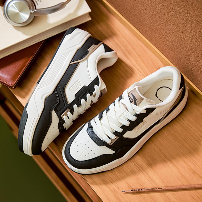 New Anta C37 Series Abrasion Resistant Height Increasing Low Top Skateboard Shoes Men's White Black 112538022-6