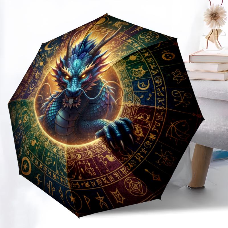 1 ks automatický skládací deštník - kreslený vzor, přenosný a skládací design s 8 žebry, vánoční narozeninové dárky