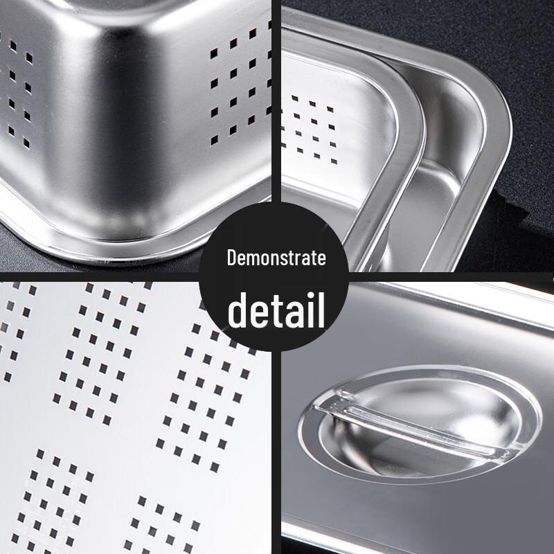 Heavy-Duty Food-Grade Stainless Steel Rectangular Perforated Drain Tray
