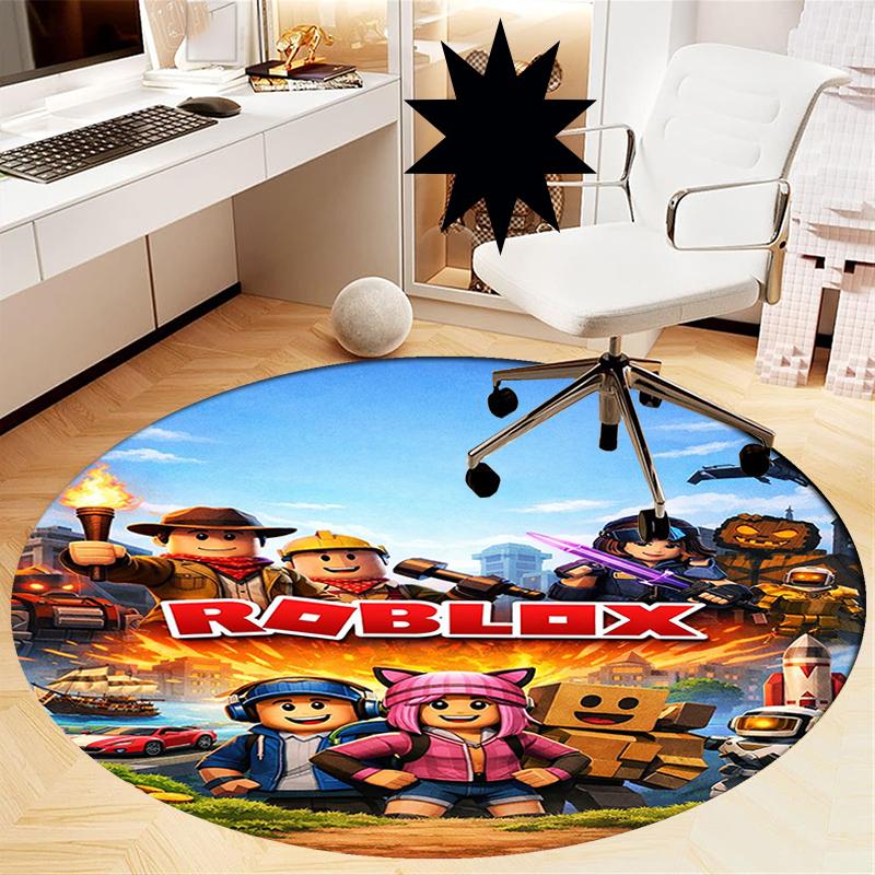 Roblox Printed Round Rug Carpet Chair Rug Area Rug Entryway Doormats,for Office Chair Living Room Bedroom Kitchen Room.