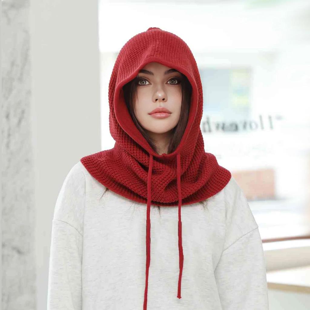 A Women Winter Beanie Hats One-Piece Knit Balaclavas Mask Neck Circle Scarf Ski Snow Hat