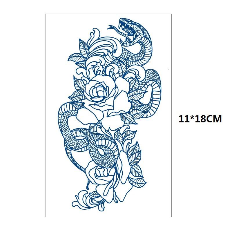 Herbs Gradual Change Jellyfish Planet Feather Snake Big Pattern Geisha Slowly Color Simulation Water Transfer Tattoo Sticker