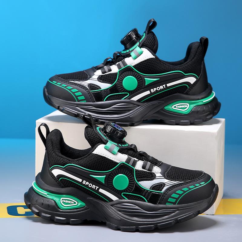 

Boys new mesh classmates, middle-aged and older children s shoes, running boys non-slip sneakers, buttons, breathable soft soles, spring and autumn 40