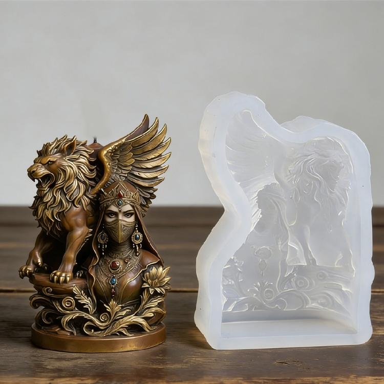 Sturdy Lioness Wing Masked Woman Silicone Candle Mould For Enthusiasts And Craft Lovers