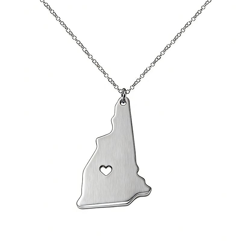 United States New Hampshire Map Pendant Necklace Stainless Steel Map Jewelry Accessories