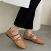 Fashion French Retro Elegant Women Flat Shoes 2025 Mary Jane New Round Toe Temperament Ballet Shoes Cross Buckle Shallow Soft Sole Shoes