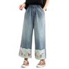 Pantalones vaqueros anchos bordados de verano Fengxiao 2025