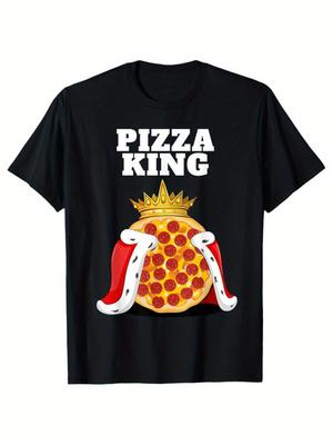 Men's Pizza Print T-Shirt with Pepperoni & Margherita Pizza Designs - Soft Comfortable Casual Short