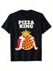 Men's Pizza Print T-Shirt with Pepperoni & Margherita Pizza Designs - Soft Comfortable Casual Short