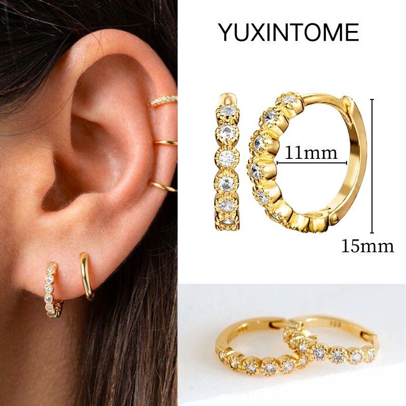 White Color Zircon Hoop Earrings 925 Silver Needle Cross/Star/Flower/Water Drop Pendant Gold Earrings Luxury Jewelry