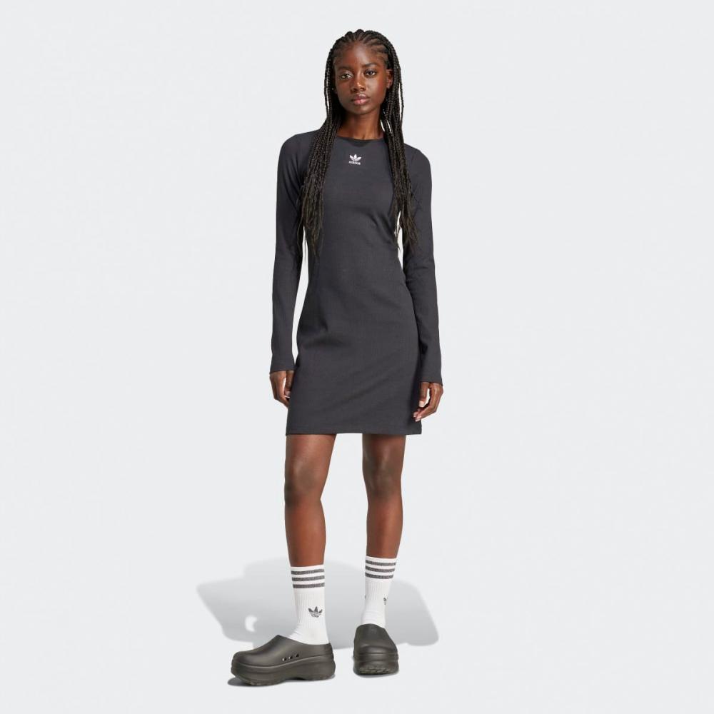 

Adidas Essentials Ribbed Long Sleeve Dress Iy9657 Black S