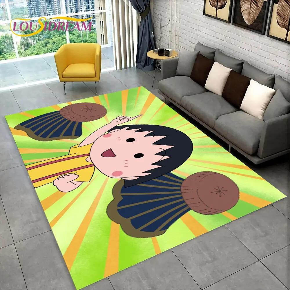 Chi-bi Maruko Sakura Momoko Area Rug Large,Carpet Rug for Living Room Bedroom Sofa Doormat Decoration,kids Non-slip Floor Mat 3D
