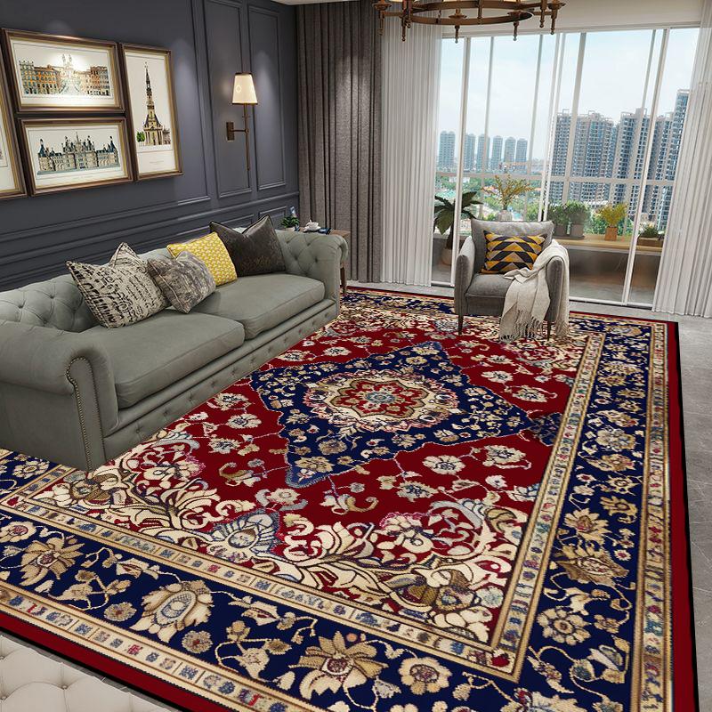 Ethnic Style Bedroom Carpet Vintage Persian Carpet Living Room High-end Luxury Rug Large Area Non-slip Washable Porch Floor Mat