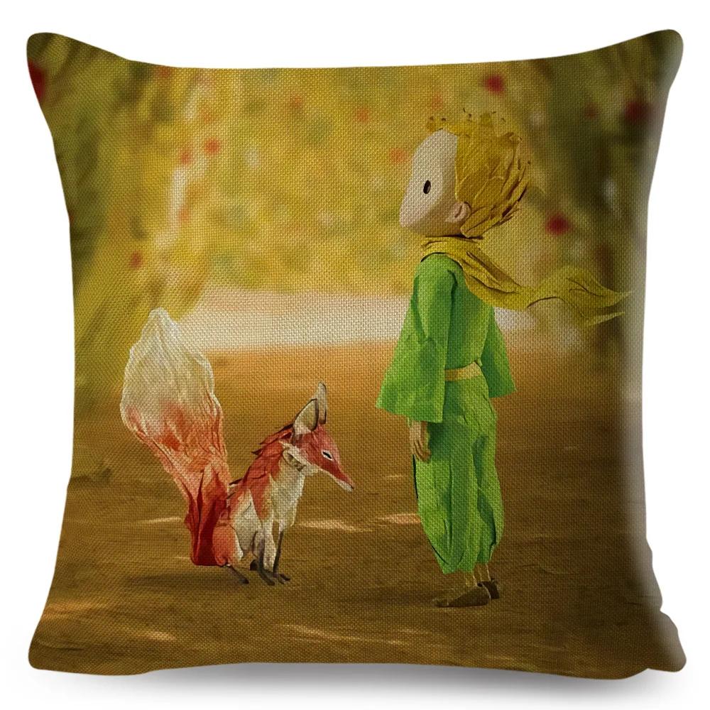 Little Prince Pillow Case Decor Cartoon France Anime Print Cushion Cover for Sofa Home Children Room Linen Throw Pillowcase