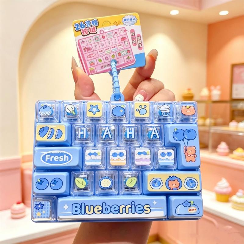 Cute Anti-Anxiety Decompression Toy 26 Key Clicker Fidget Toy Lightweight Bag Pendant Stress Relief For Kids Gifts Desk Decor