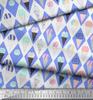 Soimoi Blue Japan Crepe Satin Fabric Diamond & Ice Cream Cone Food Print Fabric by the Metre 42 Inch