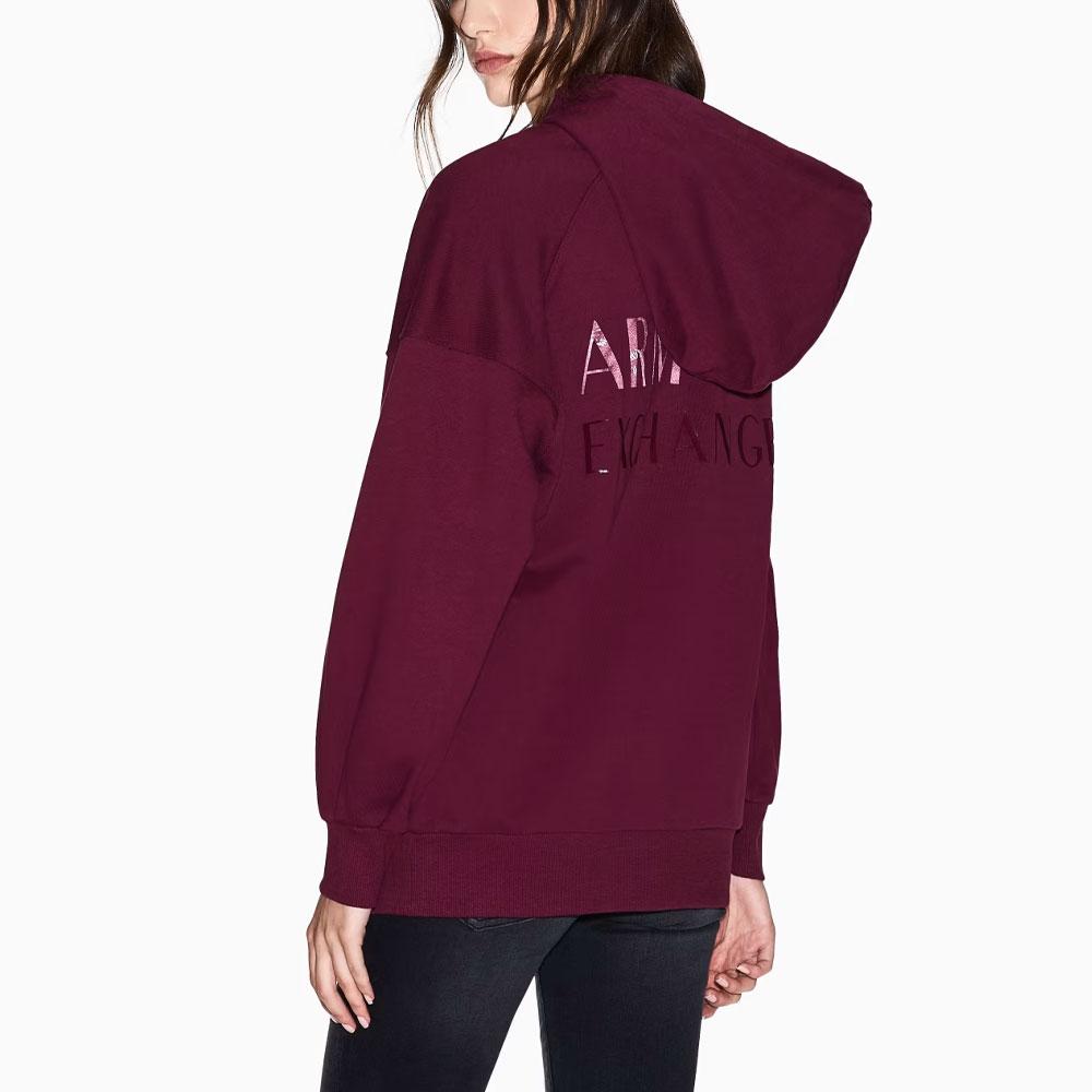 Armani Exchange FW25 Hooded Long Sleeve Cotton Drop Shoulder Sweatshirt Women Sweatshirt XW000748-AF16114-UA343