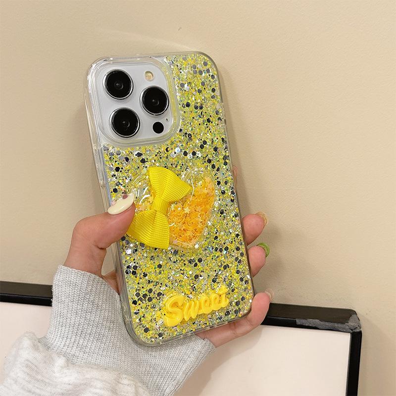 Premium Sense 16 For Apple 17Promax Flash Phone Case 16Plus Epoxy Iphone Bow Women'S Models